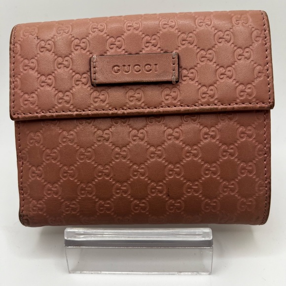 GUC Gucci Pink Guccissima bifold Wallet - Picture 1 of 8